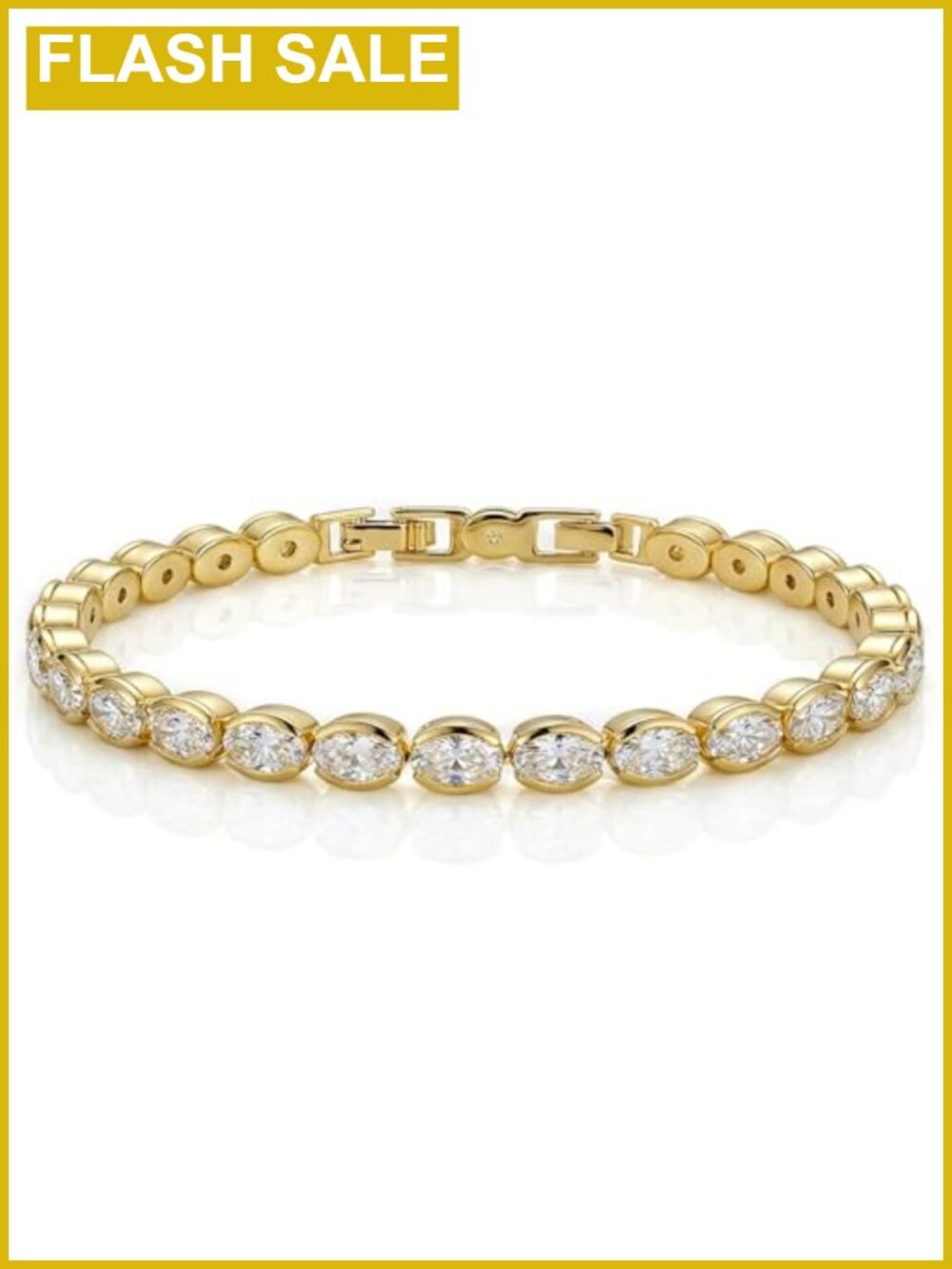 18K Gold Plated 3mm Cubic Zirconia Tennis Bracelet for Women